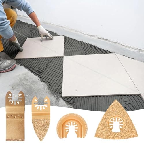 Lot de 4 lames multifonction Multimaster pour carrelage et mortier - Oscillantes pour béton et pierre - Accessoire unive