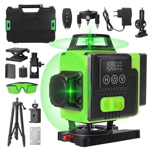Niveau Laser 4D 16 Lignes Autonivelant Niveau Laser Vertical Horizontal Batteries Rechargeables 2600mAh (A) — B+avec Trepied+box