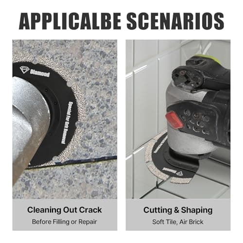 Outils multifonctions diamantés Lot de 3 pour carreaux en céramique et maçonnerie, adaptateur inclus, lames de scie et o