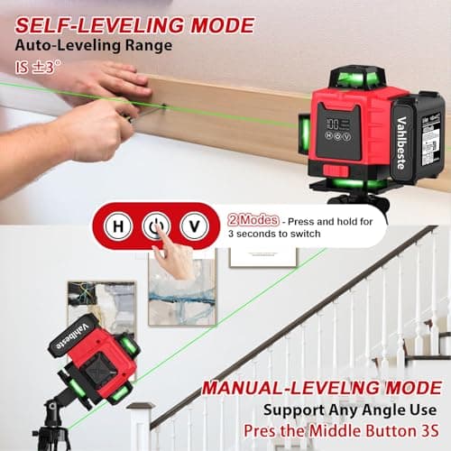 Niveau Laser Trepied 4D 16 Lignes 360° Chantier Étanche IP54 & Batterie IP54 Étanche & Affichage LED