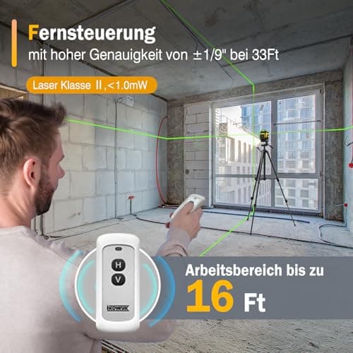 Niveau laser répied 360° Niveau laser chantier autonivelant 3D rechargeable 59.9 inch trepied vert rotatif 5200mAh batte