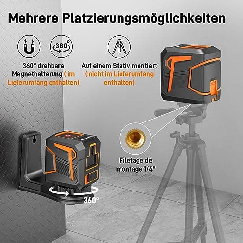 Niveau laser auto-nivelant 100 pieds avec lignes croisées vertes et mode manuel pour suspension d'images et construction