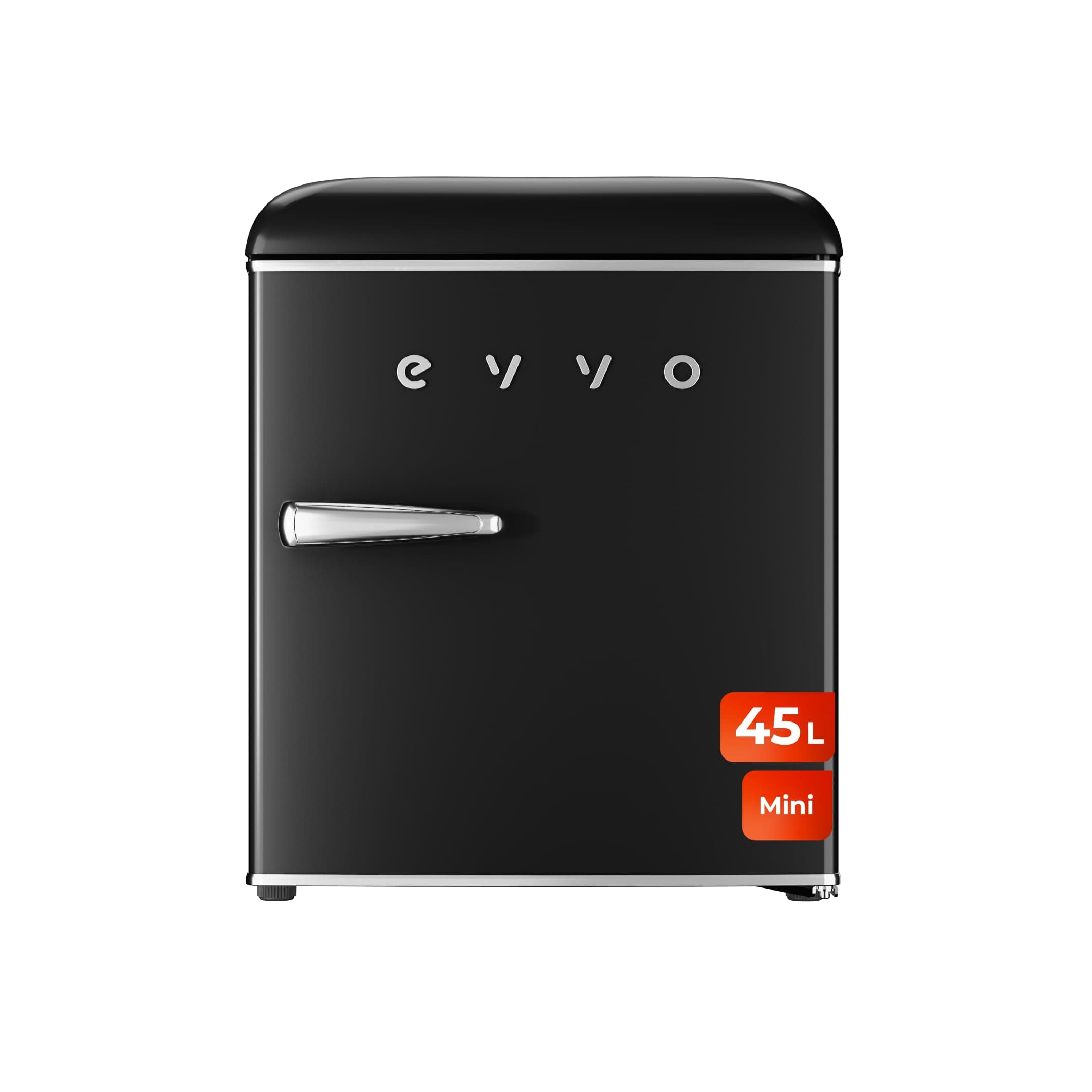 ÉVVO Mini Réfrigérateur Rétro Silencieux Économie D'énergie 45L Noir