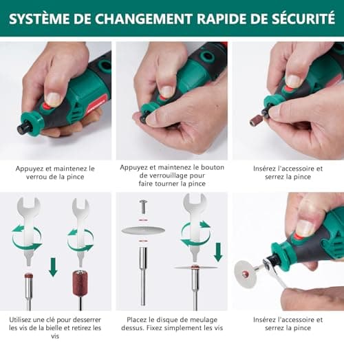 HYCHIKA Outil Rotatif 170W Parfait Pour la Coupe et le Ponçage de Détail Avec Arbre Flexible et 173 Accessoires