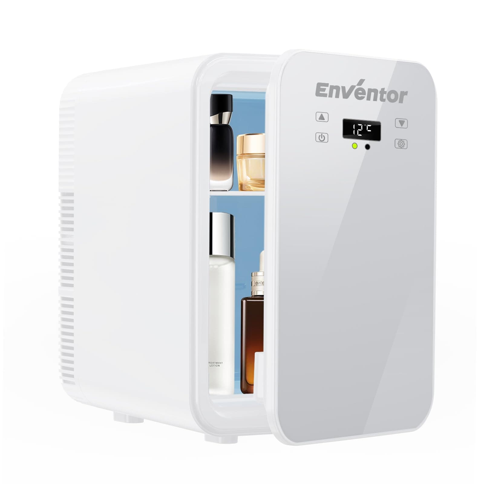Enventor Mini Frigo de Chambre 10L, Compact Fridge Cosmétique pour Voitures et Chambres, Fonction Refroidissement et Cha