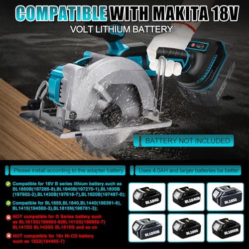 Scie circulaire sans fil Makita 18 V, mini scie circulaire sans balais 2 lames 140 mm, coupe diagonale 6200 tr/min, idéa