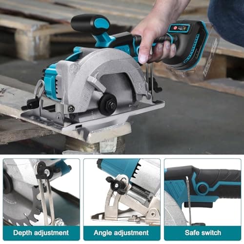 Scie circulaire sans fil Makita 18 V, mini scie circulaire sans balais 2 lames 140 mm, coupe diagonale 6200 tr/min, idéa