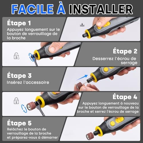 Enventor 4V Outil Rotatif Multifonction - Perceuse sans Fil Électrique, 2 000 mAh, 5 Vitesses, 25 000 RPM, 104 Accessoir
