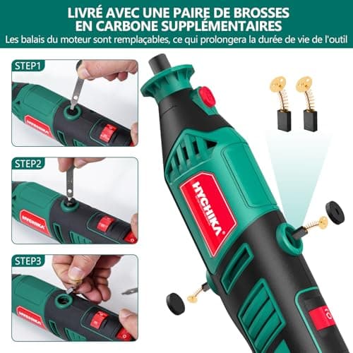 HYCHIKA Outil Rotatif 170W Parfait Pour la Coupe et le Ponçage de Détail Avec Arbre Flexible et 173 Accessoires