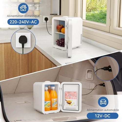 Mini Frigo Cosmetique 8L YU YUSING pour voitures, petit réfrigérateur chaud/froid 12V/220V, miroir de maquillage LED, bl