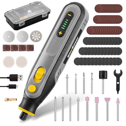 Enventor 4V Outil Rotatif Multifonction - Perceuse sans Fil Électrique, 2 000 mAh, 5 Vitesses, 25 000 RPM, 104 Accessoir