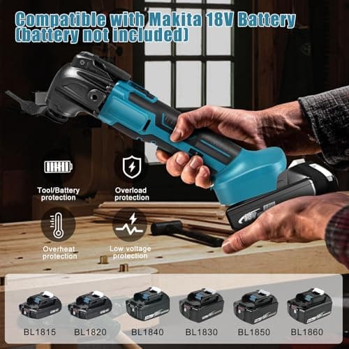 Outil Multifonction Oscillant Makita, 6 Vitesses Variables, Scie Oscillante, 18 AccessoiresIncluded, Ideally for Profess