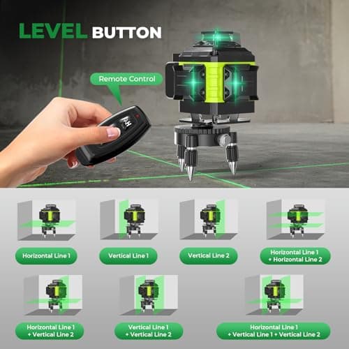 Laser Niveaux Autonivelant 360° x 4 x Télécommande x 2 x Batterie x Niveau Automatique x Support Rotatif x Mode Pulsé x