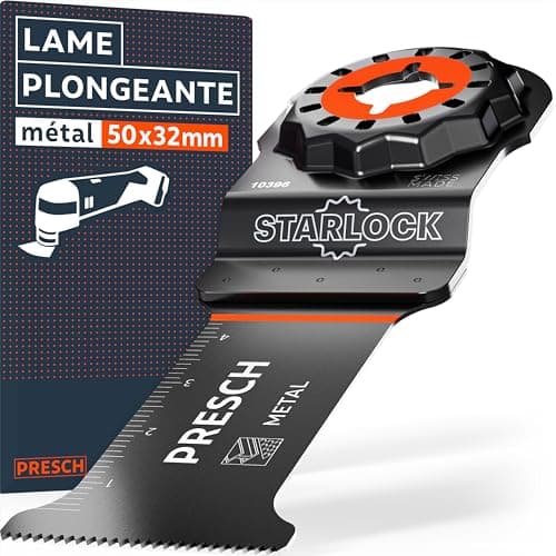 Presch Lame Scie Oscillante Bois et Métal 25x10mm - Dents BI pointues & forme coudée pour résultats précis - Lame Outil — Métal 50x32mm