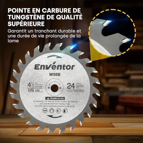 Enventor Lot de 3 Lames de Scie Circulaire TCT, pointe carbure, Lame Mini Scie Circulaire pour Bois et Matériaux Durcis,