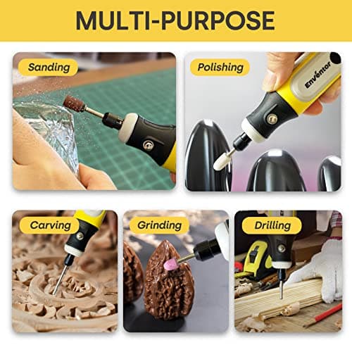 ENVENTOR 4V Outil Rotatif Multifonction pour Gravure, Meulage et Polissage, Idéal pour Professionnels, 75 Accessoires In