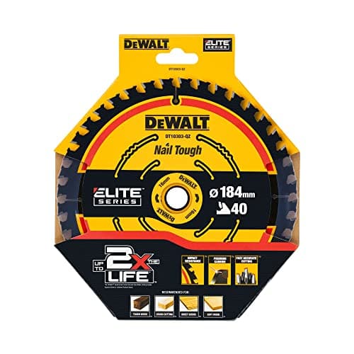 DEWALT Lame de Scie Circulaire Portative pour Professionnels - Ø184mm - Épaisseur 1,65mm - 40 Dents - Taille de l'Alésag