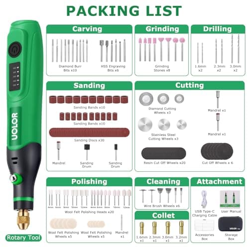 Outil Rotatif Sans Fil Meilloux + Multifonction pour Gravure, Ponçage et Bricolage - Kit de 158 Accessoires - Meilleur O