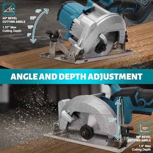 Scie circulaire sans fil Makita 18 V, mini scie circulaire sans balais 2 lames 140 mm, coupe diagonale 6200 tr/min, idéa