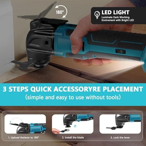 Outil multifonction oscillant Makita 18 V, outil sans fil oscillant avec 6 vitesses variables, outil oscillant multifonc