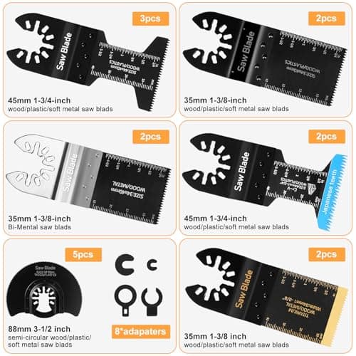 USHOP Lames de Scie Oscillantes Multifonction pour Professionnels,Ensemble de Lames Universelles Scie Oscillante,Outils