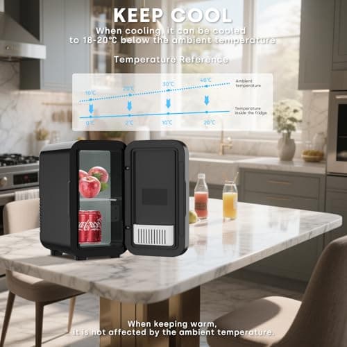 Enventor Mini Frigo portable noir pour voiture et chambre, réfrigerant fruits et boissons, alimentation CA et 12V CC, 6
