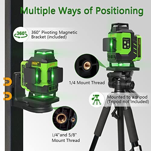 Niveau Laser Huepar 4x360 Auto-nivelant Lazer Vert avec Mode Impulsion et 2 Batteries Li-ion