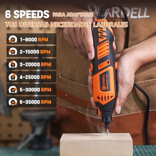 HARDELL Outil Rotatif Multifonction 180W pour Professionnels - 6 Vitesses Variables 8000-35000 tr/min, 61 Accessoires po