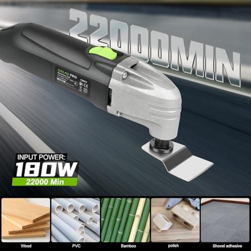 Outil oscillant GALAX PRO 180W professionnel, 22000 OPM, 3 lames de scie et plateau de ponçage semi-circulaire, 6 feuill