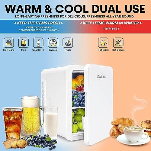 Enventor Mini Frigo Portable pour Voyage et Camping, Refroidisseur et Chauffeur de Boissons, 4 Litres, Blanc
