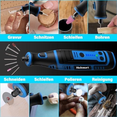 ,outil multifonction sans fil 8v 2,0ah avec lumière led, 5 vitesse jusqu'à 30 000 tr/min, 135 accessoires, pour percer,