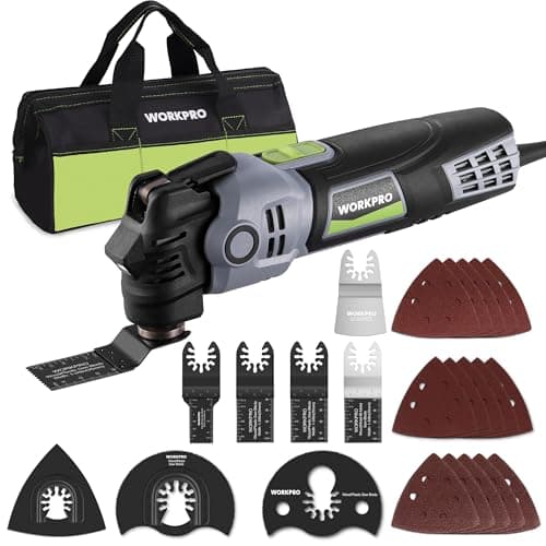 WORKPRO outil multifonction oscilloscopes, outil multifonction 400 W, 6 vitesses réglables, 23 accessoires, oscillation