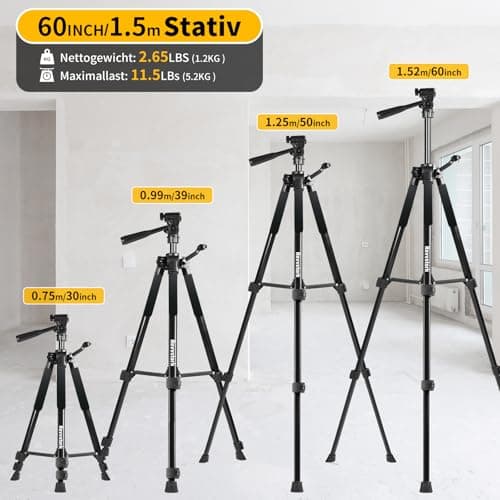 Niveau laser répied 360° Niveau laser chantier autonivelant 3D rechargeable 59.9 inch trepied vert rotatif 5200mAh batte