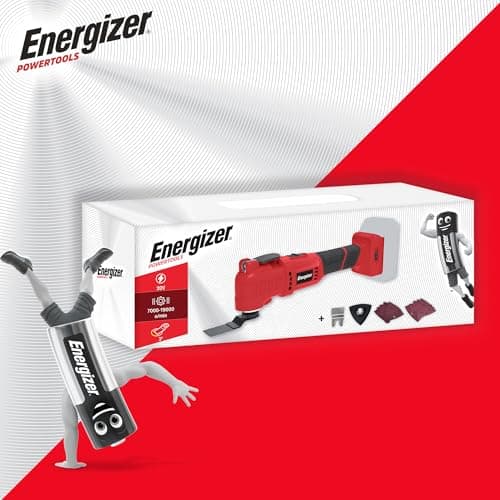 ENERGIZER Outil Multifonction Sans Fil 6 Vitesses Soft Grip Grattage Sablage Façonnage 7000-19000 O/min Accès Inclus Bat