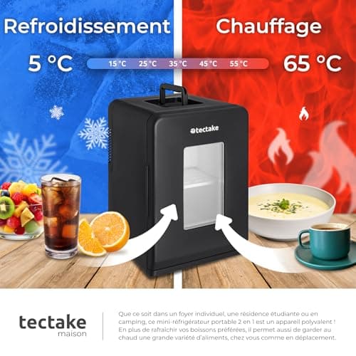 TecTake® Mini frigo de voiture, Refroidissement et chauffage, idéal pour le camping