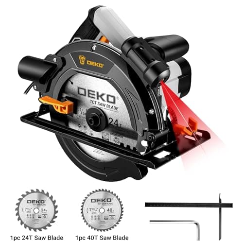 DEKOPRO Scie Circulaire 1400W Laser 190mm Bois PVC Coupe Précise