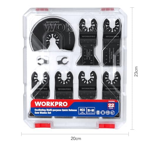 WORKPRO Oscillantes + Accessoires Multifonction + Bois + Clous + Métal + Plastique + Coffret 22 Pièces + Meilleures Mots