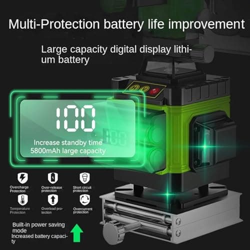 Niveau Laser 4D 16 Lignes Autonivelant Niveau Laser Vertical Horizontal Batteries Rechargeables 2600mAh (A)