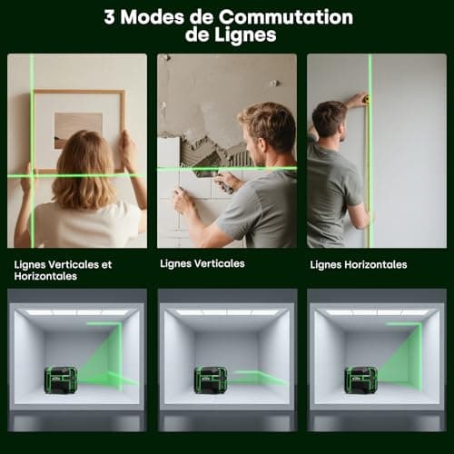 Niveau laser 360 autonivelant Vert DIY USB Chargement 50M Mode ImpulsionIP54 pour les chantiers