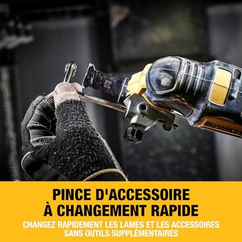 Outil multifonction DEWALT oscillant sans fil Brushless XR 18V DCS355N-XJ, kit coupe ponçage 29 pièces pour professionne
