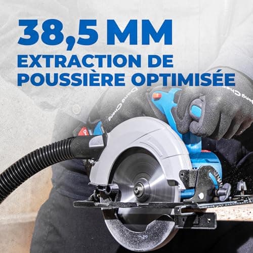 Tronçonneuse circulaire sans fil Dong Cheng Ø165 mm - 5000 RPM - Coupe profonde en bois - Guide rail inclus - Idéale pou