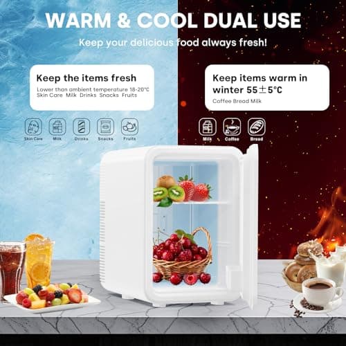 Enventor Mini Frigo de Chambre 10L, Compact Fridge Cosmétique pour Voitures et Chambres, Fonction Refroidissement et Cha