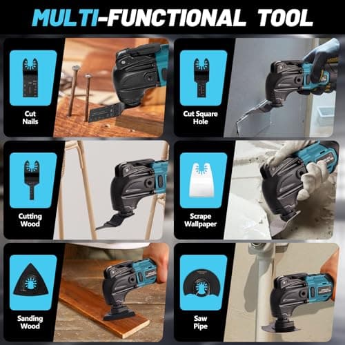 Outil multifonctions sans fil PCS 21V |0Ah pour professionnels en construction, kit 26 PCS avec poignée supplémentaire,
