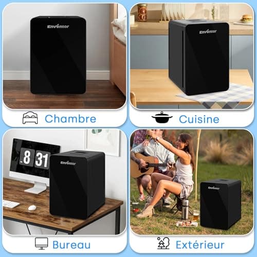 Enventor Mini Frigo 15 Litres, Petit Frigo Portable pour Cosmétiques, Bureau et Voiture