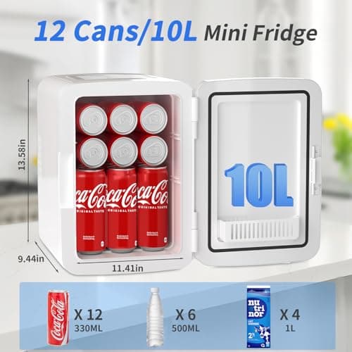 YASHE Mini réfrigerateur 10 litres/12 canettes | idéal pour chambre à coucher | 110 V CA/12 V CC | refroidisseur thermoé
