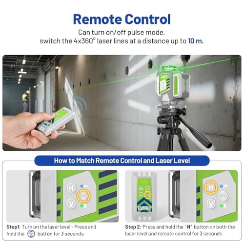 Huepar Pro Niveau Laser Auto-Nivellement Haute Précision 4D - Support Multifonctionnel - 4 * 360 Étui Rigide ZK04CG
