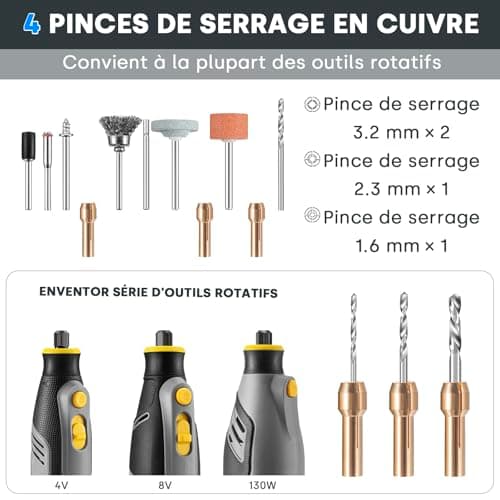 Enventor Coffret de 361 Accessoires d'Outils Rotatifs Universels, Kit d'Outils Rotatifs pour Bricolage et Sculpture, Idé