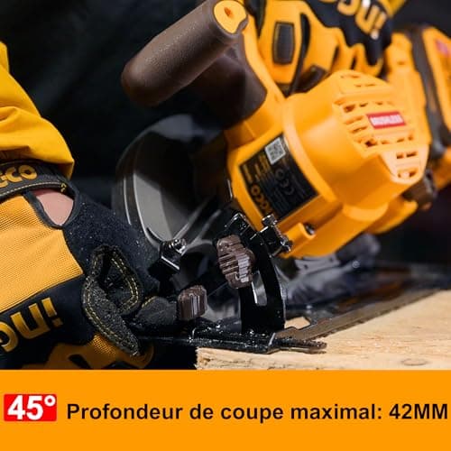 Scie circulaire sans fil INGCO 20V pour bois, plastique et métal mince - 165 mm de diamètre et 5200 tr/min CS LI16521