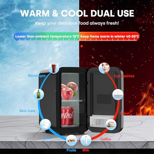 Enventor Mini Frigo portable noir pour voiture et chambre, réfrigerant fruits et boissons, alimentation CA et 12V CC, 6