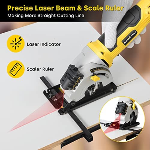 ENVENTOR Scie Circulaire, Puissance 580W, Profondeur de Coupe Élevée, pour Coupez Bois et Métal Mou, Professionnels